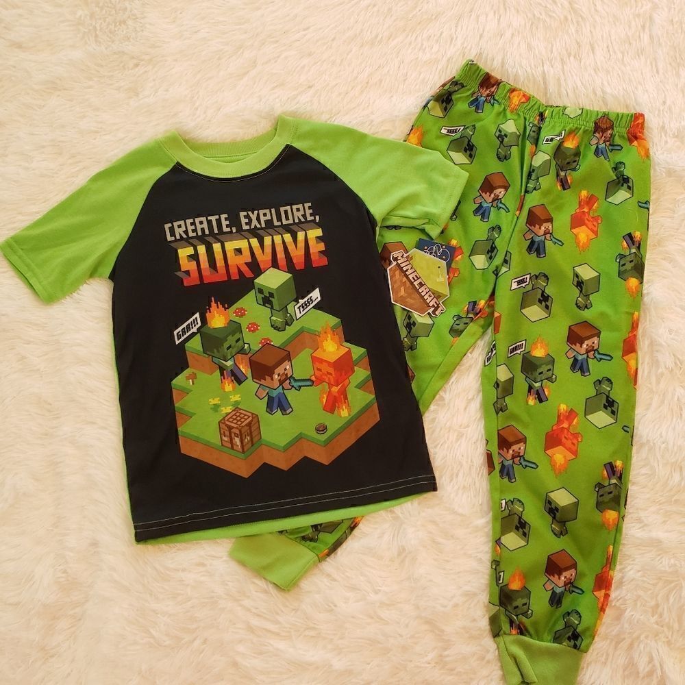 3 For $15 NWT Boys Minecraft Pajamas size 4/5